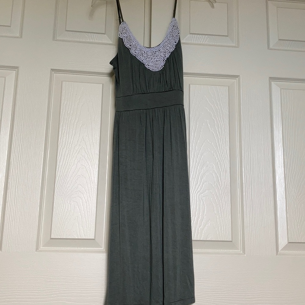 Olive green mid length dress